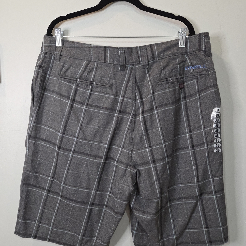 O'Neill Men's 38 Sterling Shorts Grey Plaid Chino Golf Casual - Picture 2 of 10